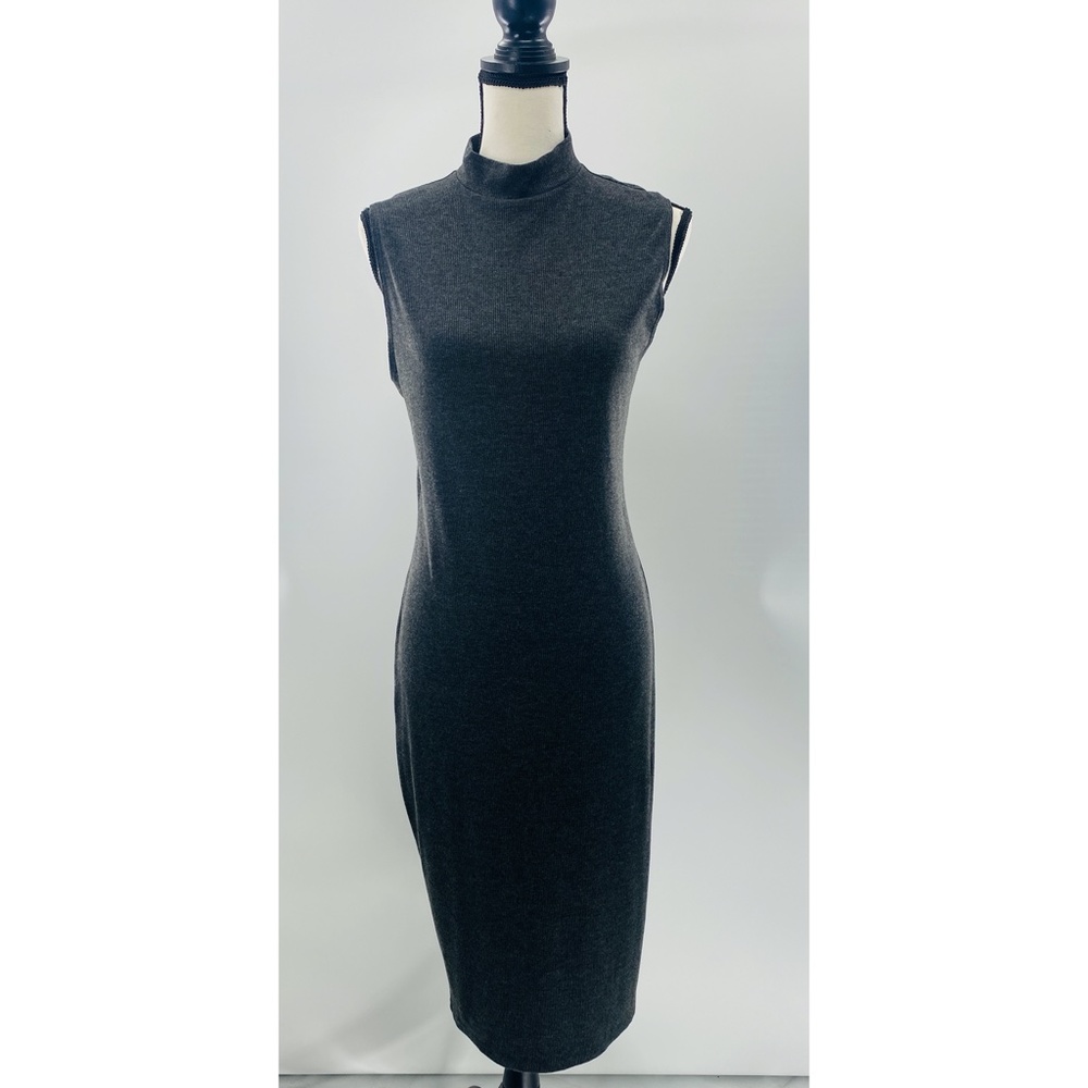 Fashion Nova‎ Dark Grey Mock Neck Sleeveless Long/Maxi Fitted Dress